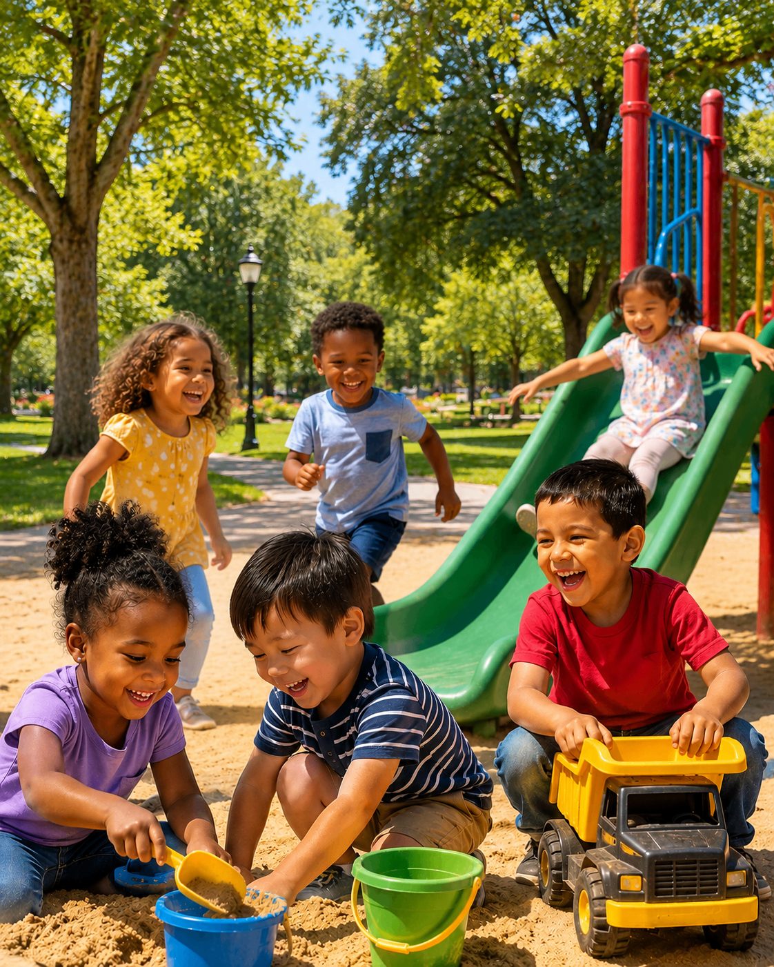 Children learning through play outdoors